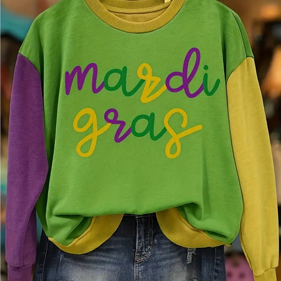 Sweaters - Colorful Women's Sweater with Mardi Gras Design
